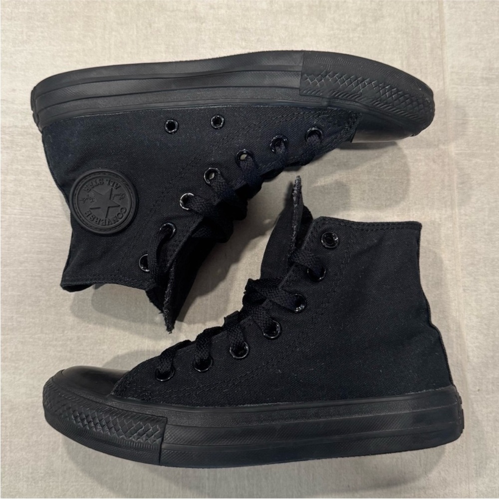 converse chuck Taylor high top sneakers. All black.